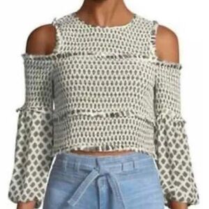 Cinq à Sept Pascal Off Shoulder Silk Medallion Blouse Size L